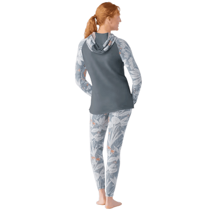 SMARTWOOL WOMEN'S MERINO THERMAL DRAPE NECK HOODIE - WINTER SKY - FULL BACK VIEW WW
