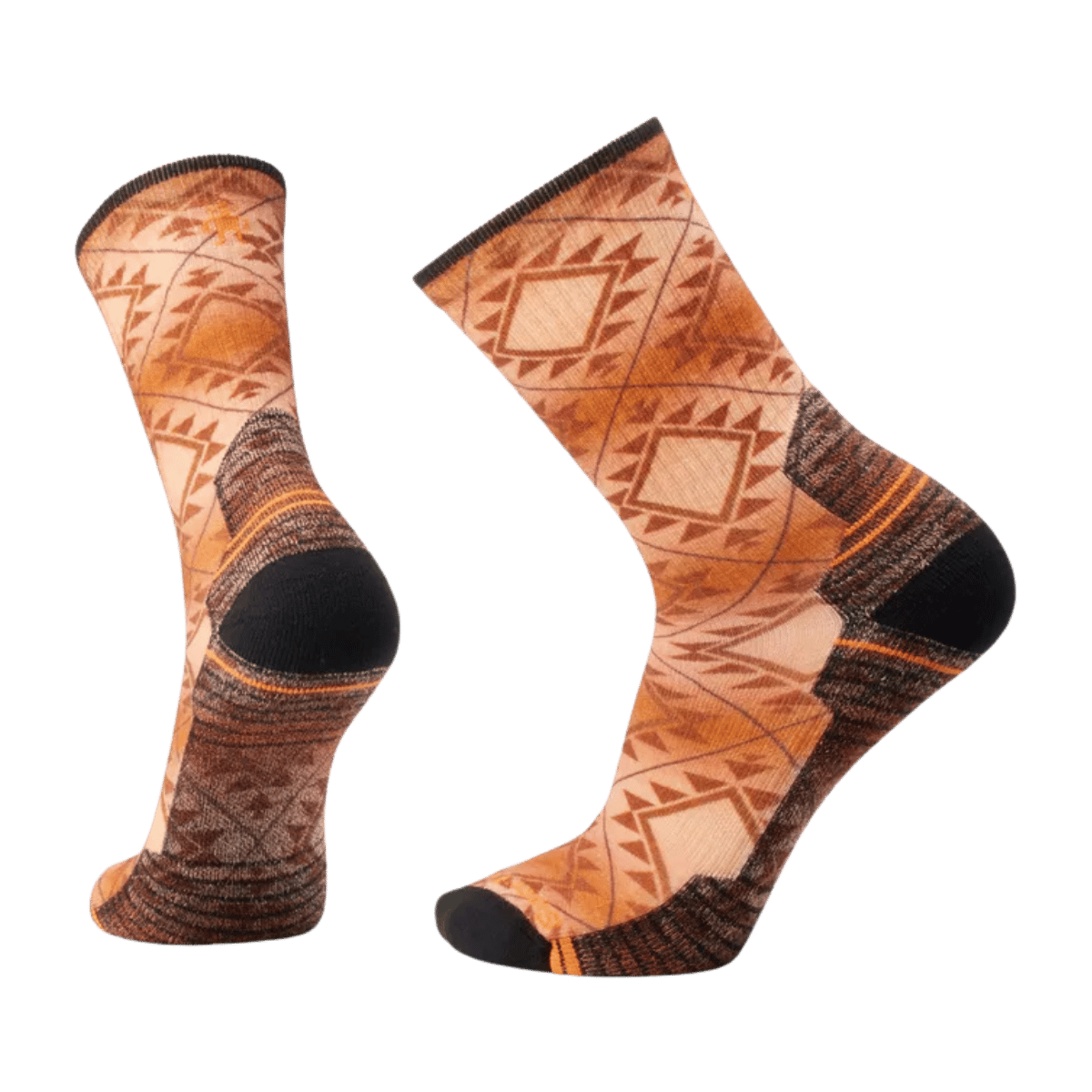SMARTWOOL HIKE LIGHT CUSHION SOUTHWEST TILE PRINT CREW SOCKS - ORANGE RUST - MAIN IMAGE