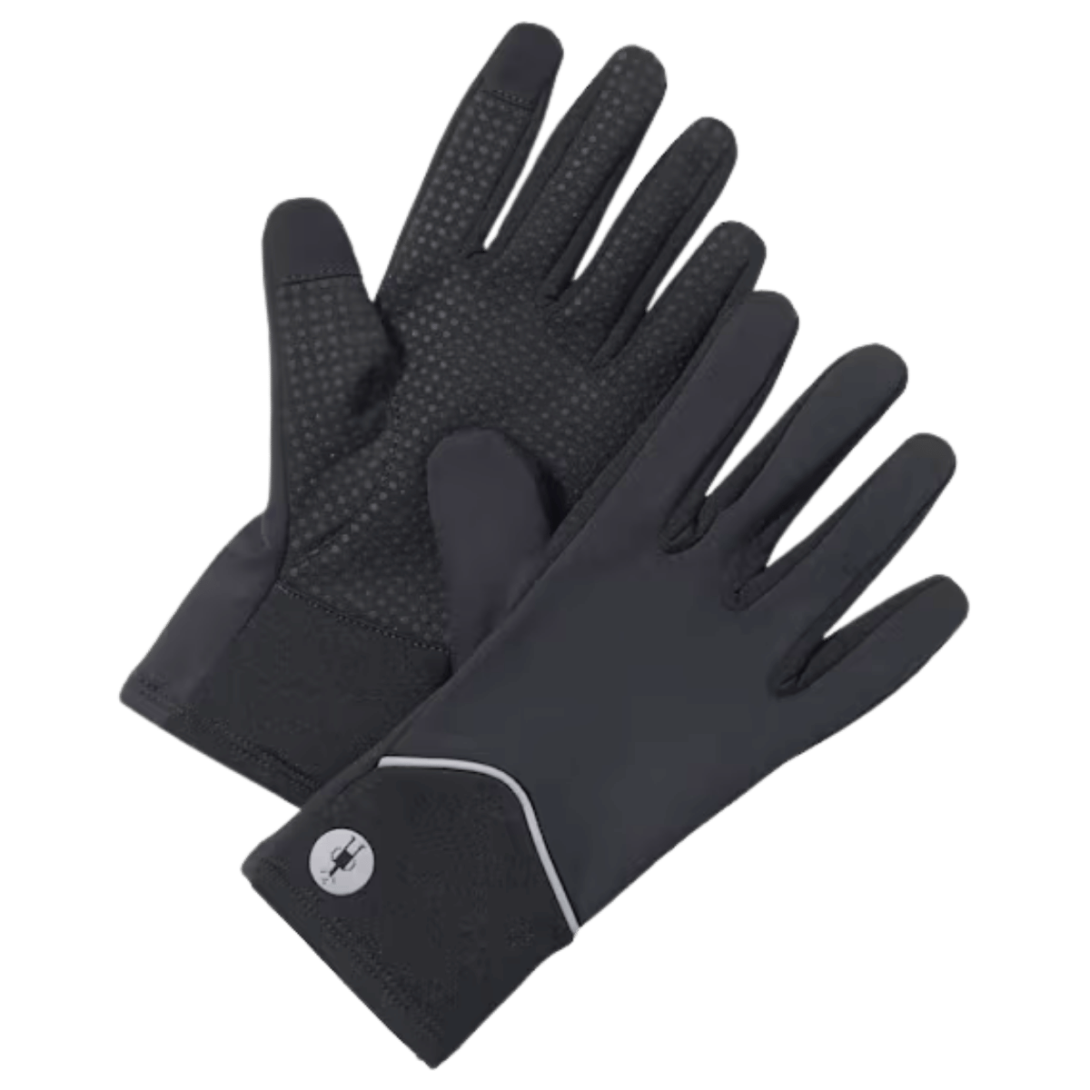 SMARTWOOL MEN'S ACTIVE FLEECE WIND GLOVE W/ WINDPROOF OVERLAY - BLACK - FRONT AND BACK VIEW