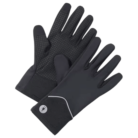 SMARTWOOL MEN'S ACTIVE FLEECE WIND GLOVE W/ WINDPROOF OVERLAY - BLACK - FRONT AND BACK VIEW