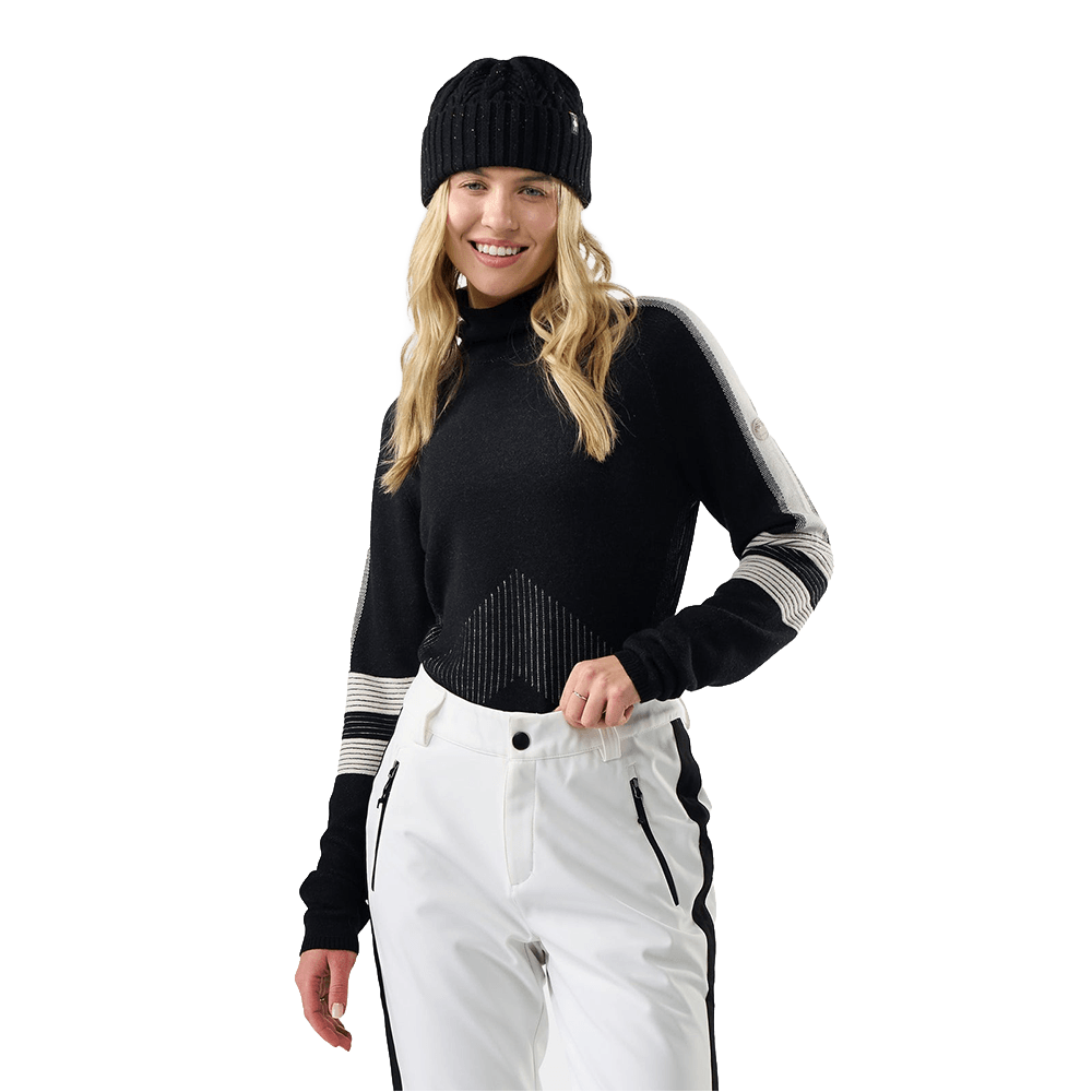 SMARTWOOL WOMEN'S ALPINE TURTLENECK- BLACK/WHITE