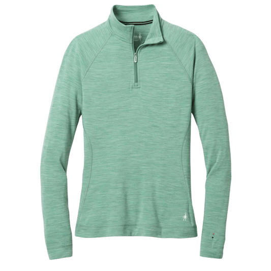 SMARTWOOL WOMEN'S CLASSIC THERMAL BASE 1/4 ZIP - ARCTIC GREEN HEATHER  FRONT