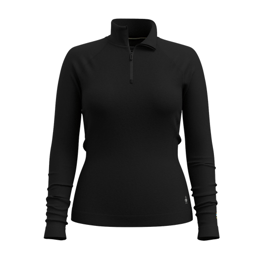 SMARTWOOL WOMEN'S CLASSIC THERMAL MERINO BASE LAYER QUART ZIP - BLACK