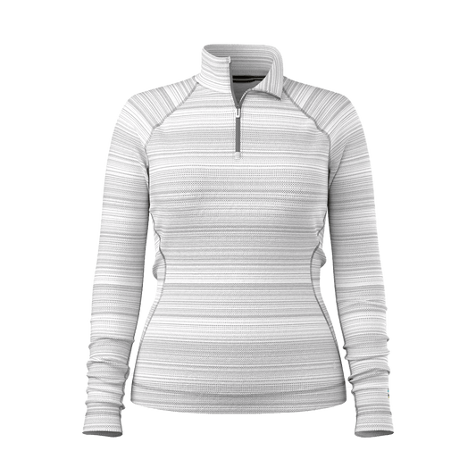SMARTWOOL WOMEN'S CLASSIC THERMAL MERINO BASE LAYER QUART ZIP -LT GRY COLOR SHIFT