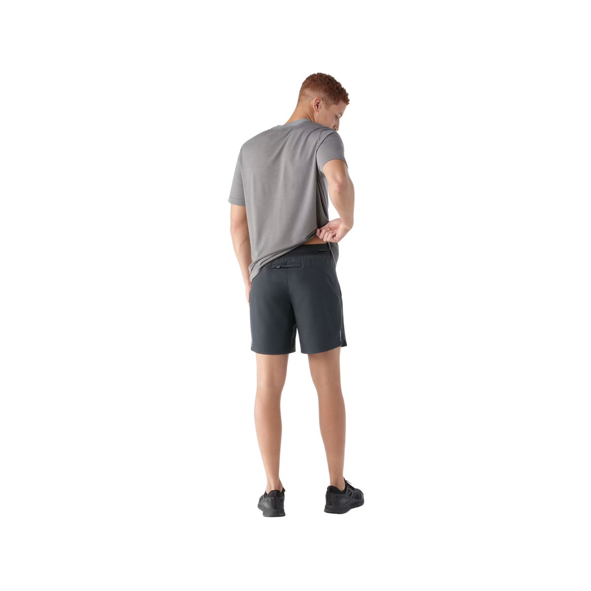 SMARTWOOL ACTIVE LINED 7" ATHLETIC FIT SHORT - BLACK - BACK VIEW