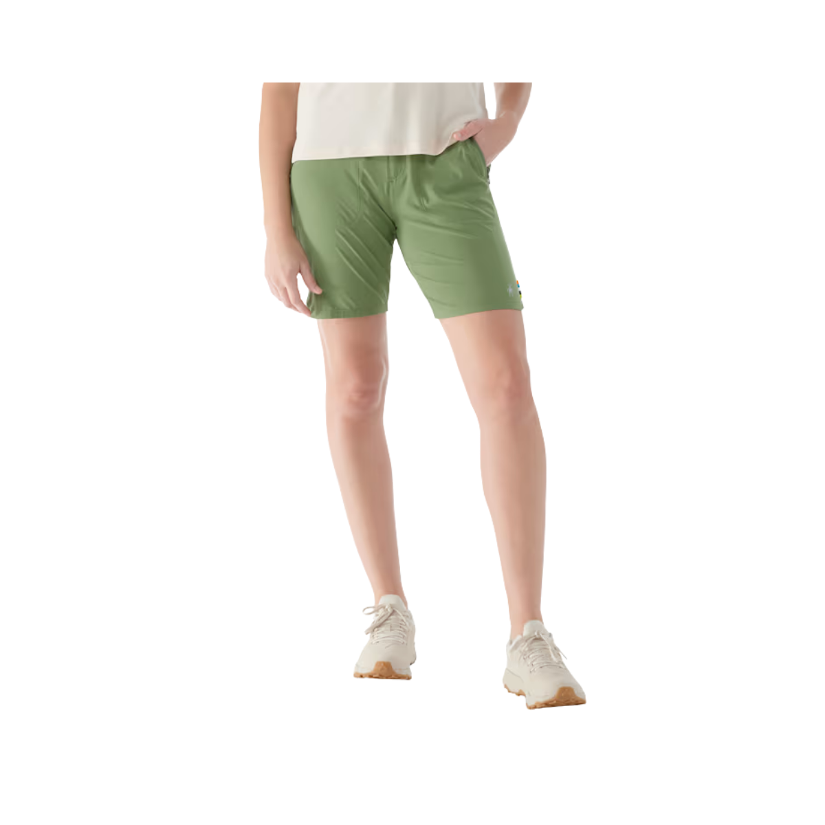 SMARTWOOL WOMEN'S 8" MERINO SPORT SHORTS - FERN GREEN -  FRONT VIEW