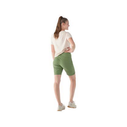 SMARTWOOL WOMEN'S 8" MERINO SPORT SHORTS - FERN GREEN -  BACK VIEW