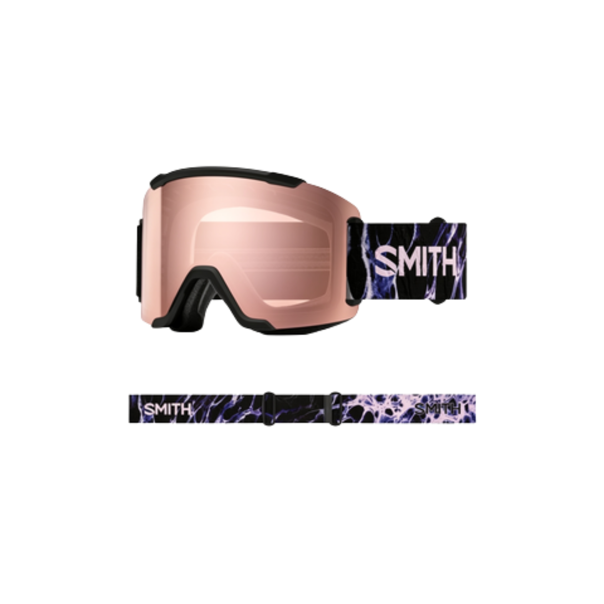 SMITH SQUAD GOGGLE BLACK FLEX PLASMA CP ED ROSE GOLD MIRROR