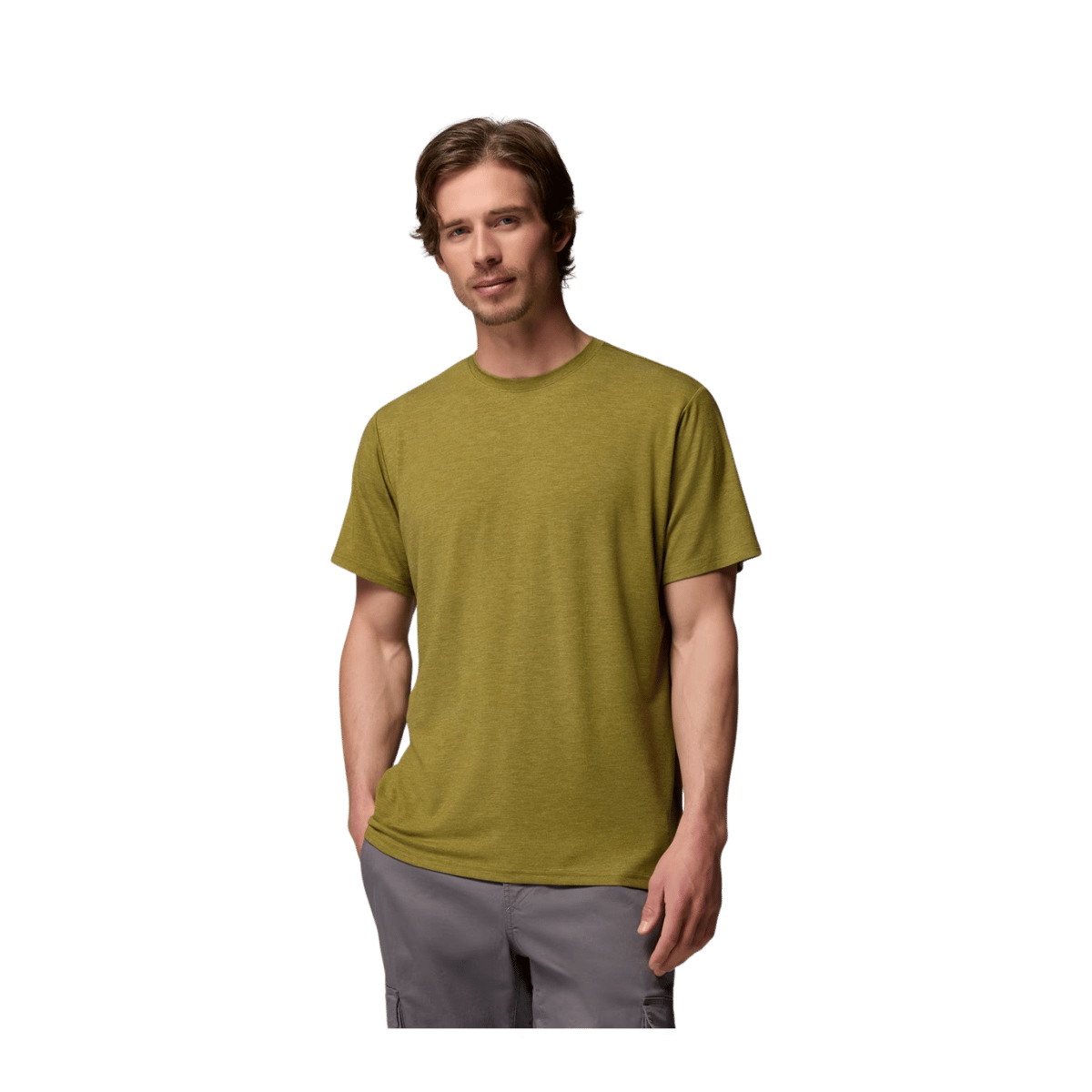 COLUMBIA MEN'S CSC SOFT STRETCH SS TEE - MOSSY GREEN HEATHER