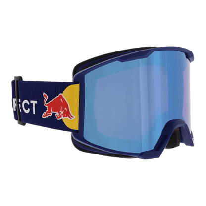 RED BULL SPECT SKI SOLO GOGGLES - DARK BLUE FRAME - BROWN WITH BLUE MIRROR LENS - SIDE VIEW