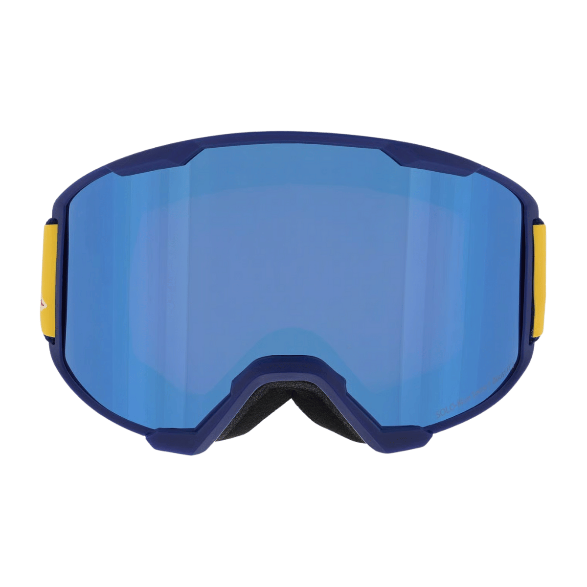 RED BULL SPECT SKI SOLO GOGGLES - DARK BLUE FRAME - BROWN WITH BLUE MIRROR LENS - FRONT VIEW