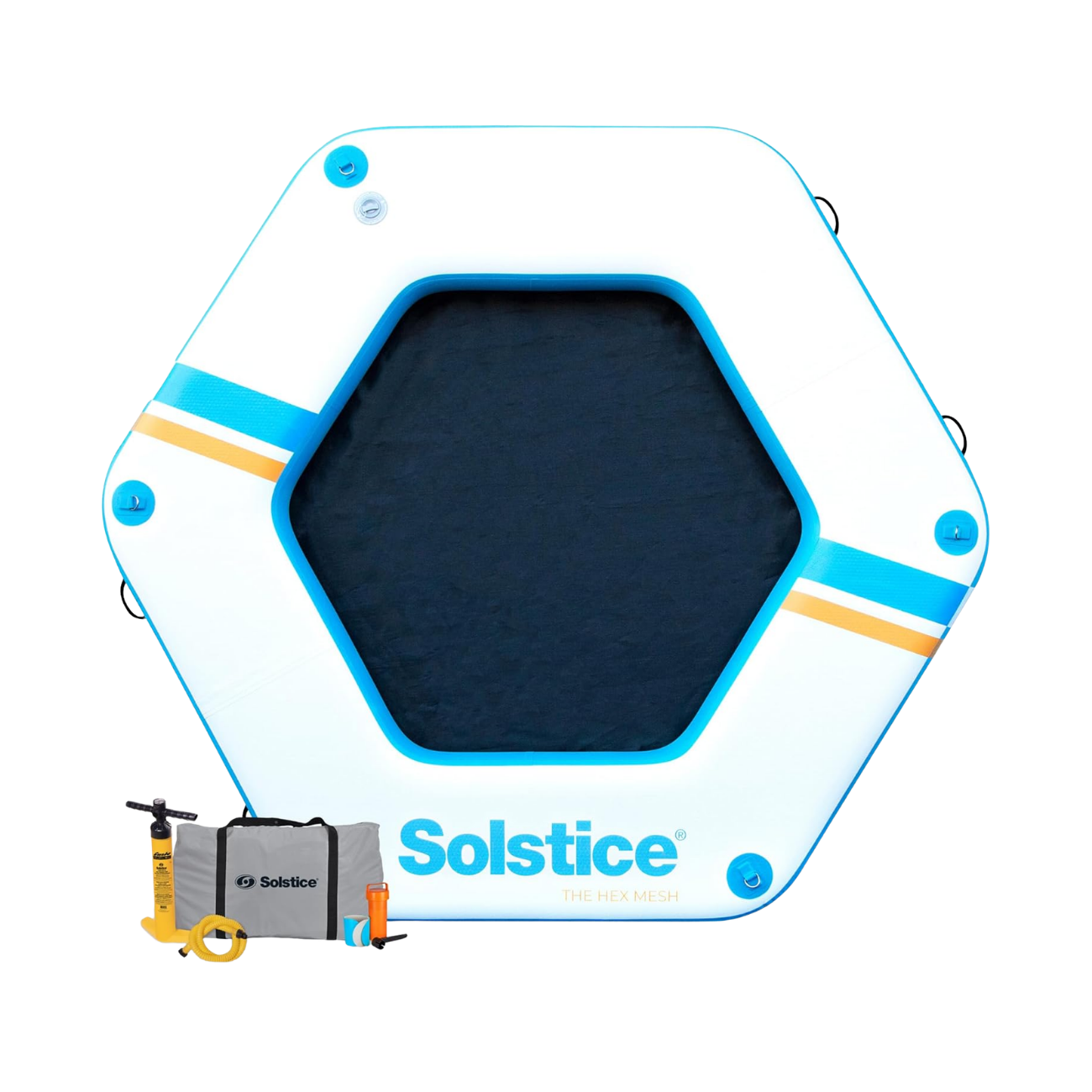 SOLSTICE HEX MESH INFLATABLE DOCK BLUE
