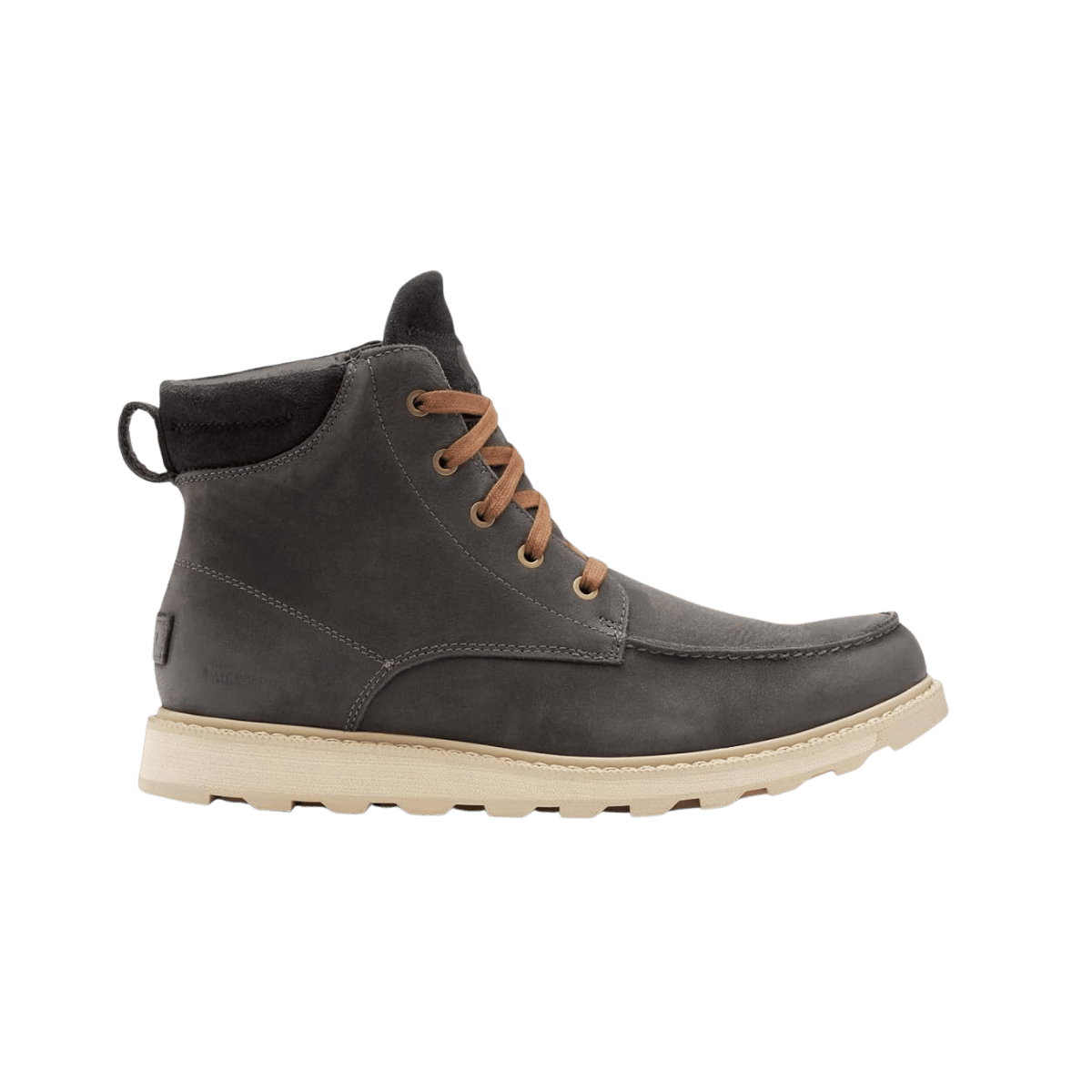 SOREL MADSON II MOC TOE WATERPROOF BOOT - COAL, SIZE 9-9.5, 10-10.5, 11-11.5, 12, SIDE ANGLE