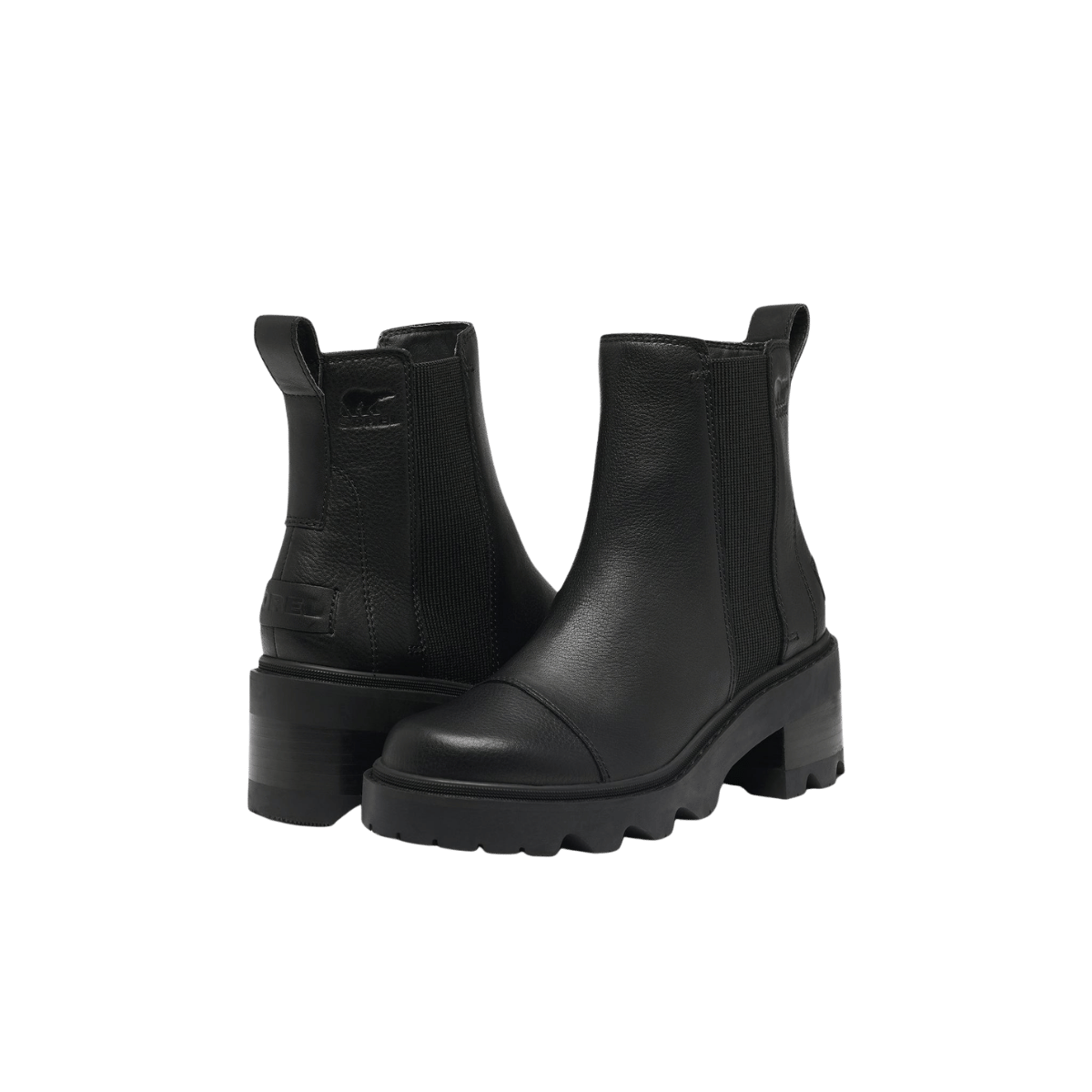 SOREL WOMEN'S JOAN NOW CHELSEA BOOT - BLACK, FRONT AND BACK ANGLE, 06.5, 07.0, 07.5, 08.0, 08.5, 09.0, 09.5, 10.0