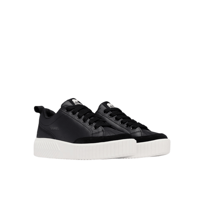 SOREL WOMEN'S ONA AVE LOW SNEAKER WATERPROOF - BLACK/SEA SALT, FRONT ANGLE, 06.5, 07.0, 07.5, 08.0, 08.5, 09.0, 09.5