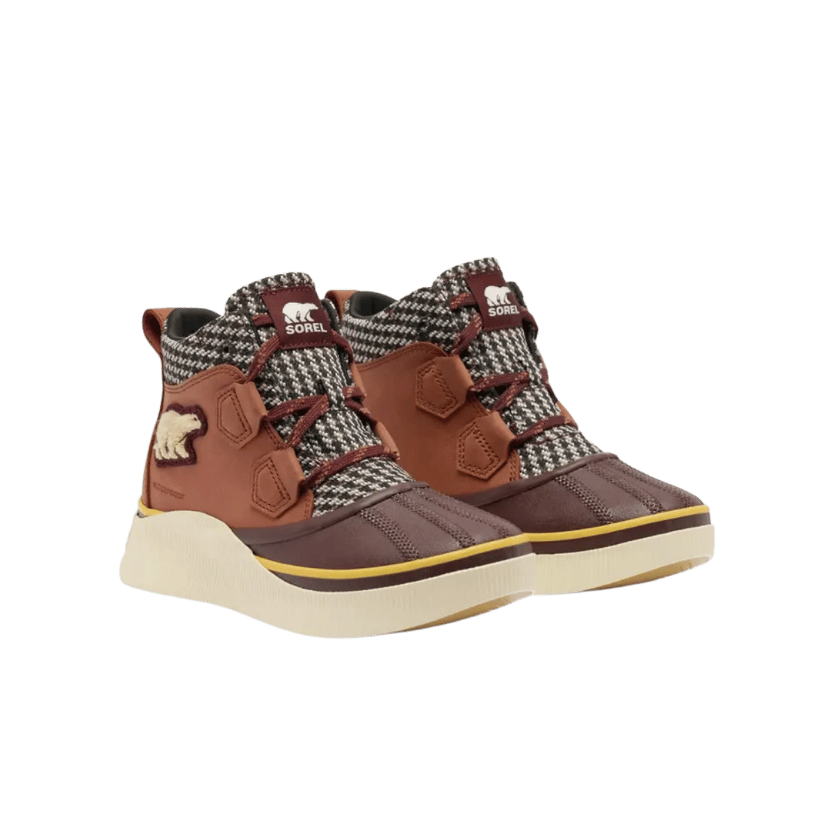 SOREL WOMEN'S OUT N ABOUT IV CLASSIC WATERPROOF - RUSTIC BROWN/REDWOOD,  SIDE ANGLE, 06.5, 07.0, 07.5, 08.0, 08.5, 09.0, 09.5, 10.0