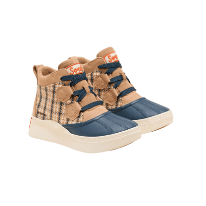 SOREL WOMEN'S OUT N ABOUT IV CLASSIC WATERPROOF - TAWNY BUFF/NIGHT SHADOW, FRONT ANGLE, 06.5, 07.0, 07.5, 08.0, 08.5, 09.0, 09.5, 10.0