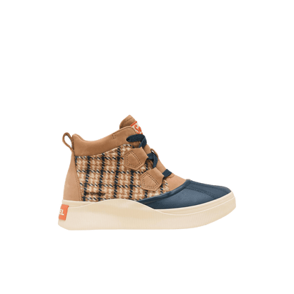 SOREL WOMEN'S OUT N ABOUT IV CLASSIC WATERPROOF - TAWNY BUFF/NIGHT SHADOW, SIDE ANGLE, 06.5, 07.0, 07.5, 08.0, 08.5, 09.0, 09.5, 10.0