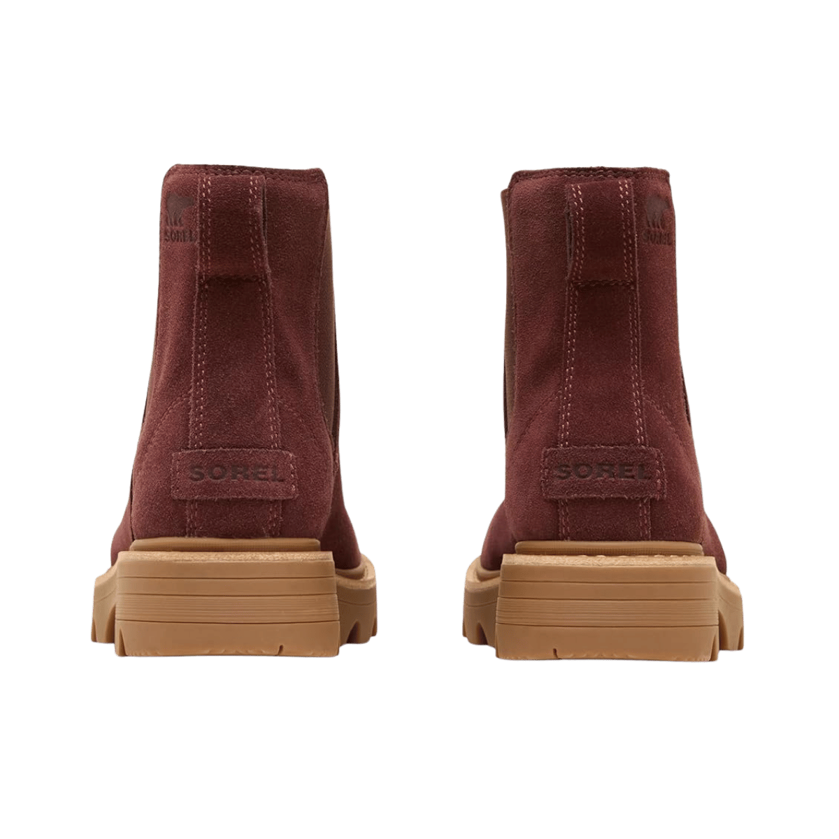 SOREL WOMEN'S REVEL RD CHELSEA WATERPROOF BOOT - REDWOOD/GUM, BACK ANGLE, 06.5, 07.0, 07.5, 08.0, 08.5, 09.0, 09.5