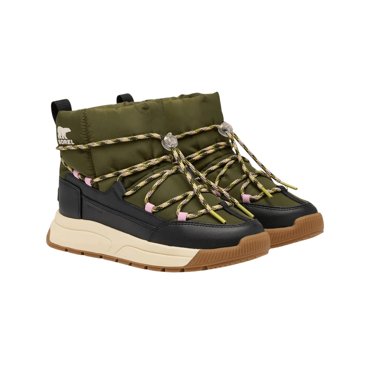 SOREL WOMEN'S WHITNEY III SLIP-ON WATERPROOF - UTILITY GREEN/BLACK, SIDE ANGLE, 06.0, 07.0, 08.0, 09.0