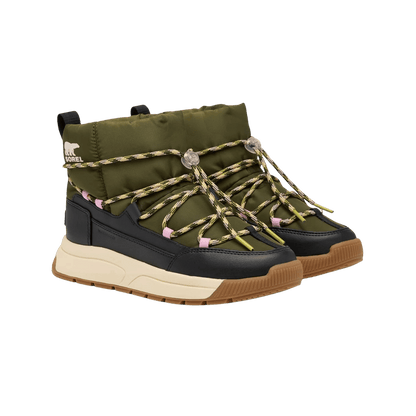 SOREL WOMEN'S WHITNEY III SLIP-ON WATERPROOF - UTILITY GREEN/BLACK, SIDE ANGLE, 06.0, 07.0, 08.0, 09.0