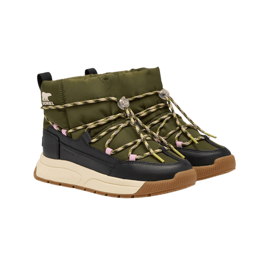 SOREL WOMEN'S WHITNEY III SLIP-ON WATERPROOF - UTILITY GREEN/BLACK, SIDE ANGLE, 06.0, 07.0, 08.0, 09.0