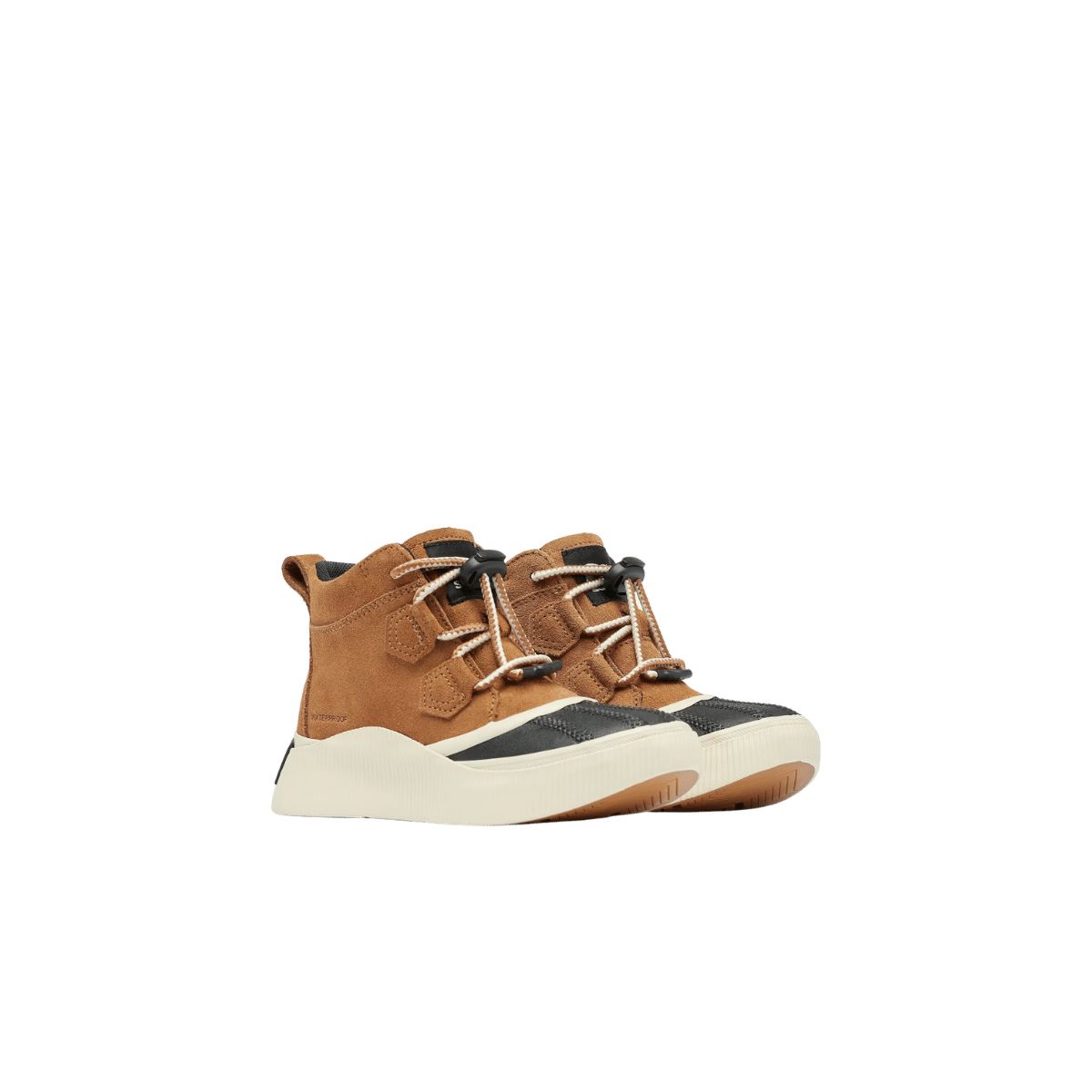 SOREL YOUTH OUT N ABOUT IV CLASSIC WATERPROOF - TAFFY/BLACK, SIDE ANGLE, 01.0, 02.0, 03.0, 04.0, 07.0