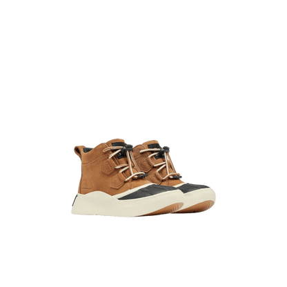 SOREL YOUTH OUT N ABOUT IV CLASSIC WATERPROOF - TAFFY/BLACK, SIDE ANGLE, 01.0, 02.0, 03.0, 04.0, 07.0