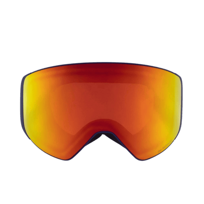 RED BULL SPECT JAM GOGGLES FOR SKIING AND SNOWBOARDING - BLUE FRAME-BROWN WITH RED MIRROR - FRONT VIEW