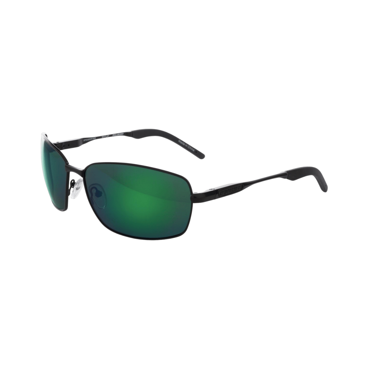 SPIDERWIRE WAYLAY NICKEL SILVER/GREEN SUNGLASSES - LG/XL