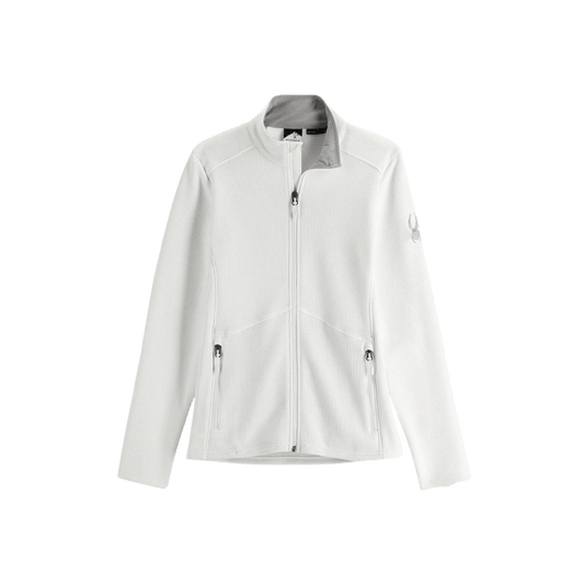 SPYDER WOMEN BANDITA FULL ZIP FLEECE JACKET - WHITE WHITE - FRONT VIEW