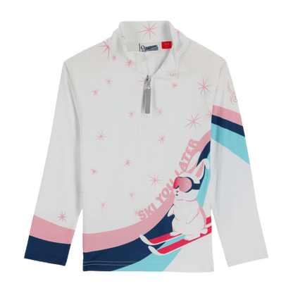SPYDER GIRLS BITSY REFLECT 1/4 ZIP T-NECK TOPS - WHITE