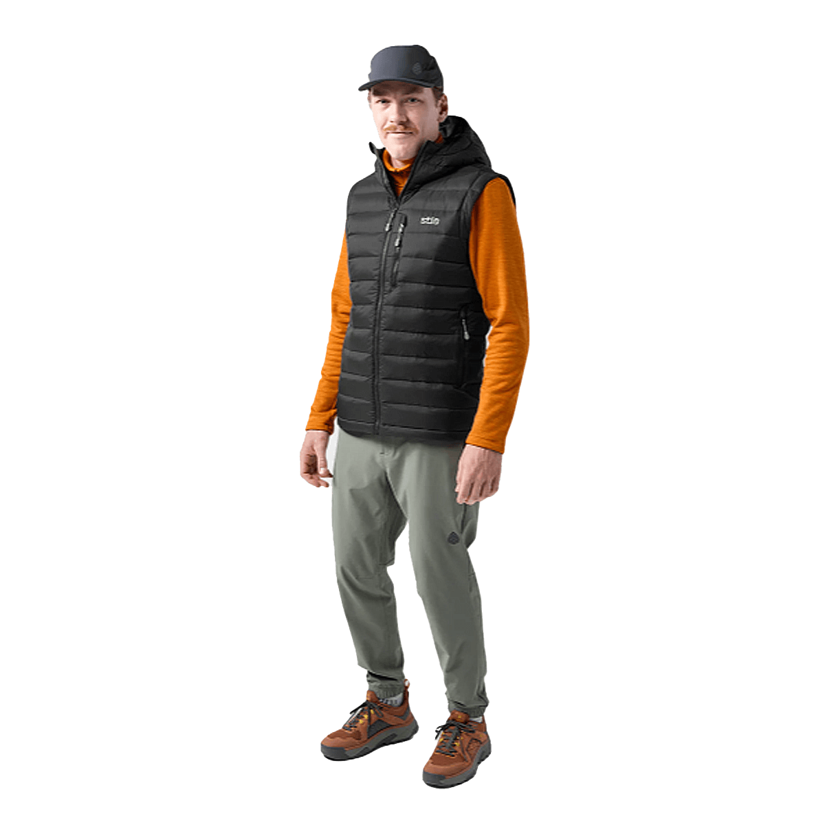 STIO HOMETOWN DOWN HOODED VEST - ABYSS - FRONT VIEW