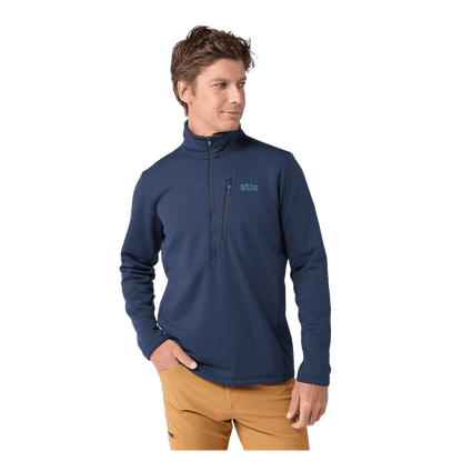 STIO MEN'S GLIDE POWER STRETCH 1.2 ZIP - MOUNTAIN SHADOW HEATHER - FRONT VIEW