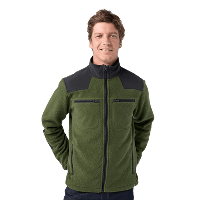 STIO RAWLINS FLEECE JACKET - PINE FOREST BOUNDARY BLACK- FRONT VIEW