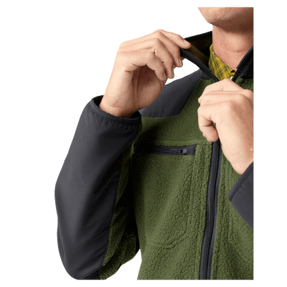 STIO RAWLINS FLEECE JACKET - PINE FOREST BOUNDARY BLACK - SLEEVE VIEW