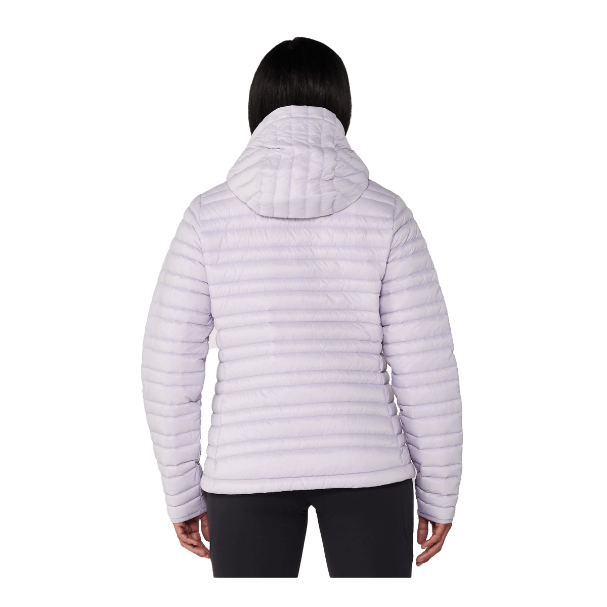 STIO WOEMN'S PINION DOWN HOODED JACKET - LAVENDER HAZE - ON MODEL BACK