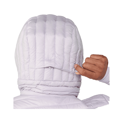 STIO WOEMN'S PINION DOWN HOODED JACKET - LAVENDER HAZE - ON MODEL HOOD