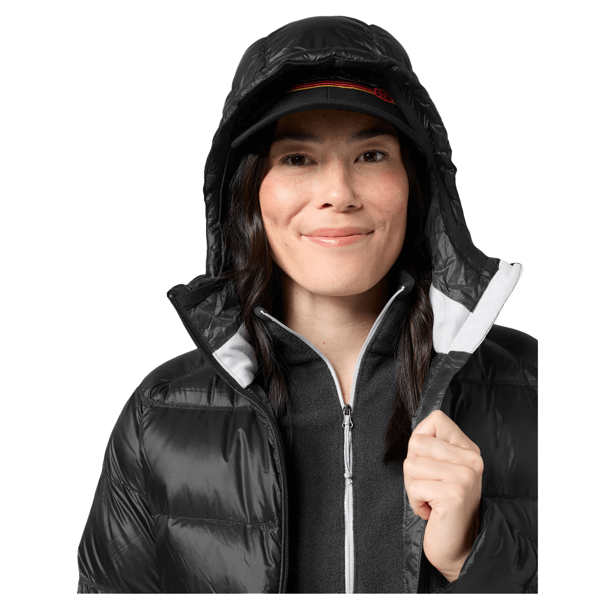 STIO WOMEN'S HOMETOWN DOWN HOODED JACKET - ABYSS - UNZIPPED