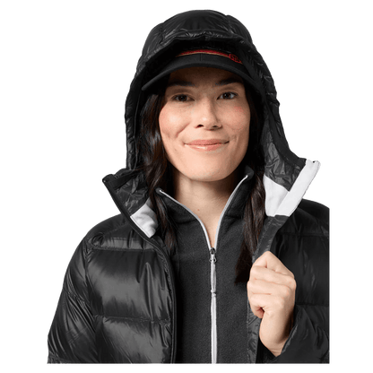 STIO WOMEN'S HOMETOWN DOWN HOODED JACKET - ABYSS - UNZIPPED