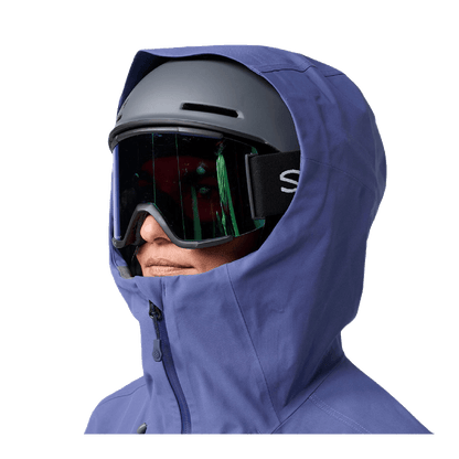 STIO WOMEN'S SKYRIDER JACKET - NIGHTFALL_MOUNTAIN SHADOW - ON MODEL HOOD