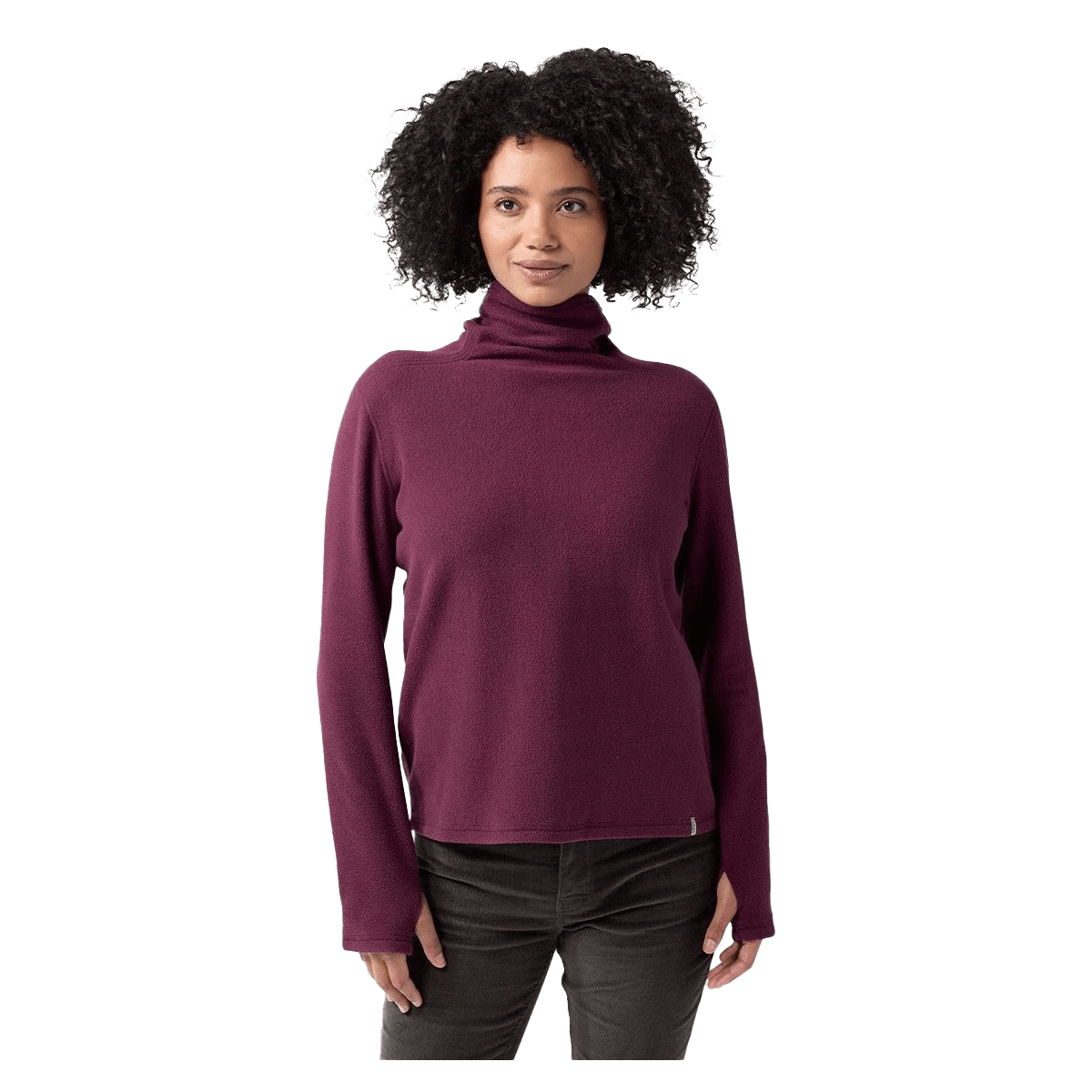STIO WOMEN'S TURPIN FLEECE FUNNEL NECK - AUBERGINE - FRONT VIEW