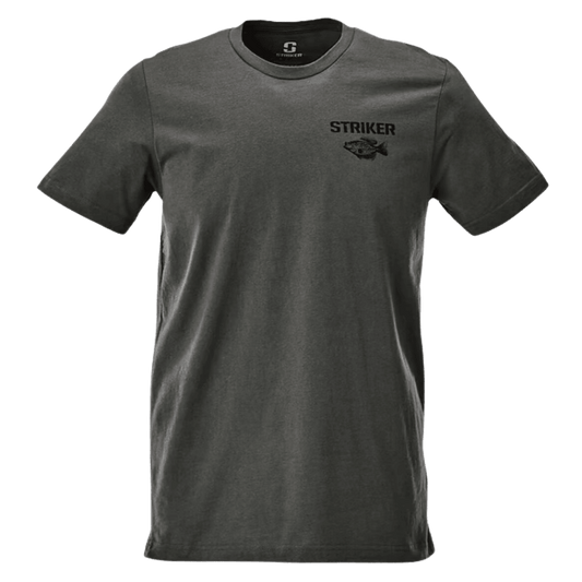 STRIKER BRANDS CRAPPIE LAGER T-SHIRT - CHARCOAL_FRONT VIEW