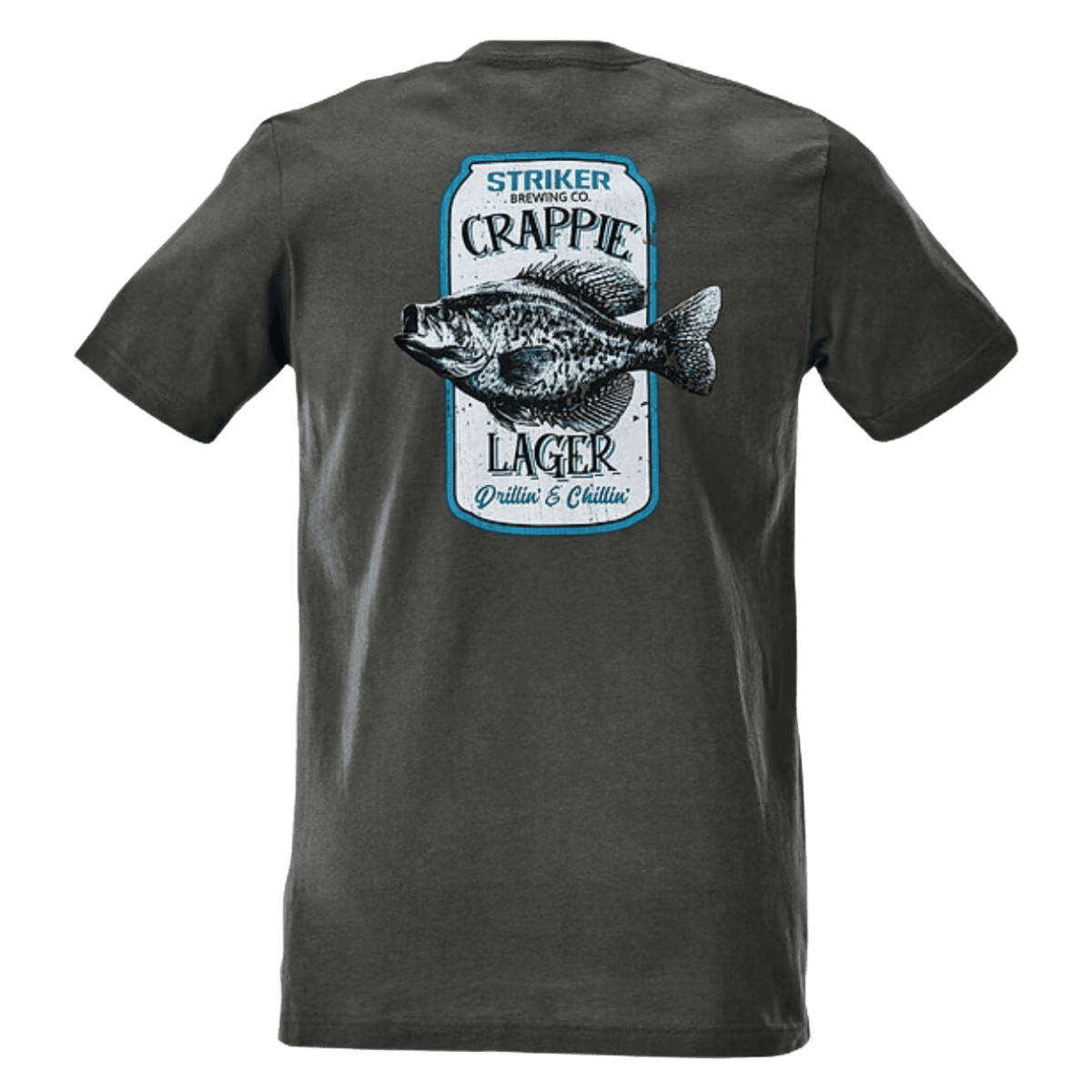 STRIKER BRANDS CRAPPIE LAGER T-SHIRT - CHARCOAL_BACK VIEW