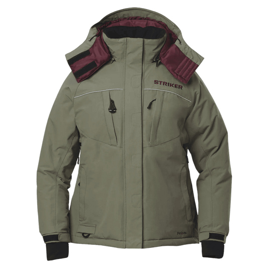 STRIKER BRANDS WOMEN'S PRISM WATERPROOF JACKET - OLIVE - FRONT VIEW