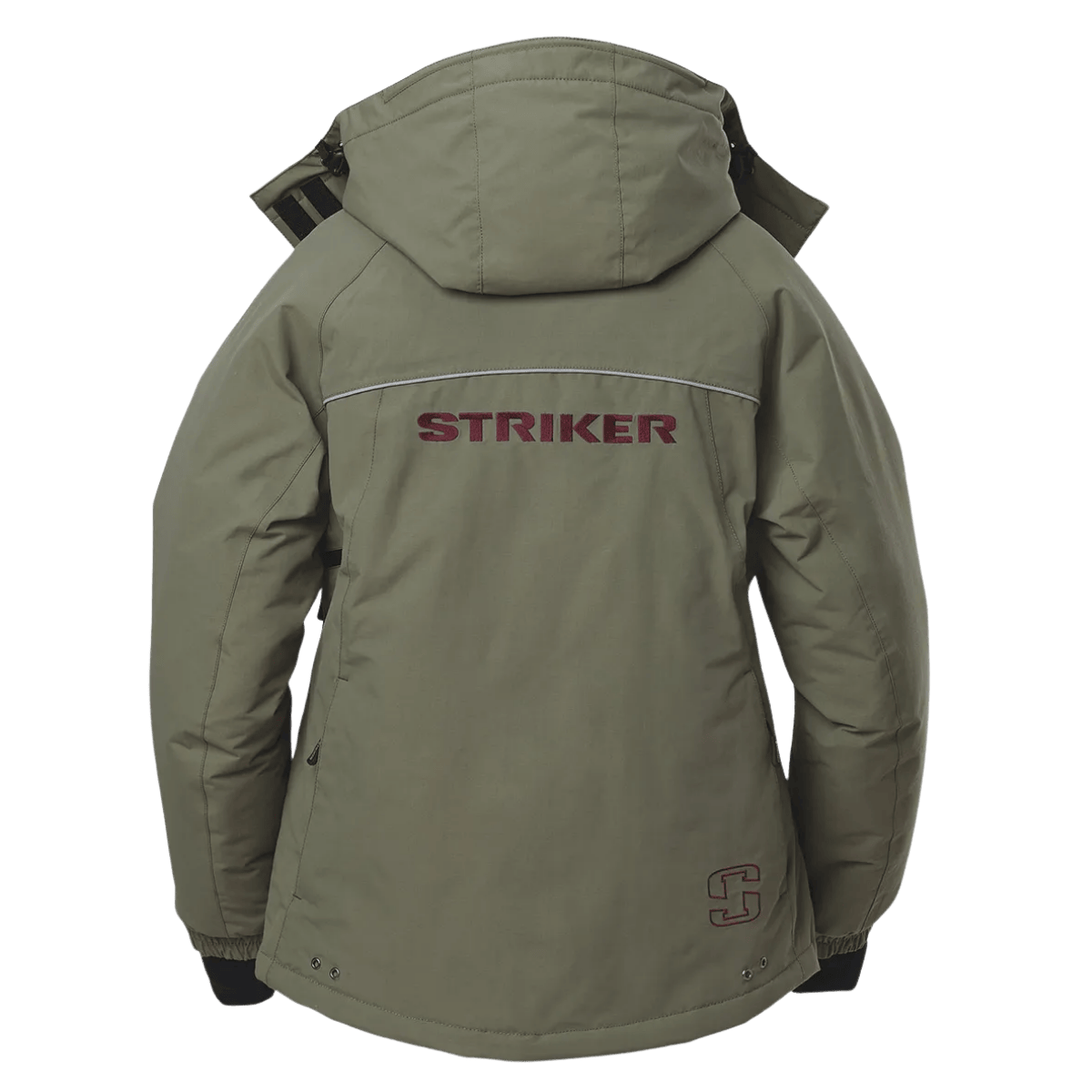 STRIKER BRANDS WOMEN'S PRISM WATERPROOF JACKET - OLIVE - BACK VIEW