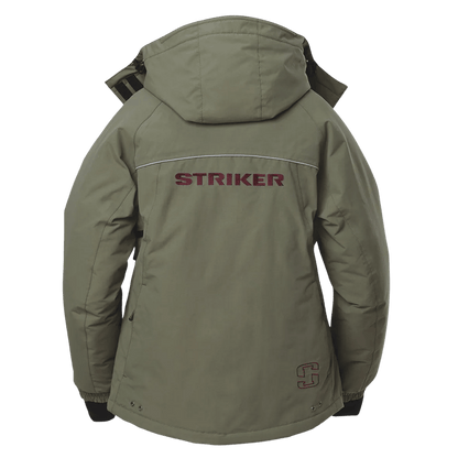 STRIKER BRANDS WOMEN'S PRISM WATERPROOF JACKET - OLIVE - BACK VIEW