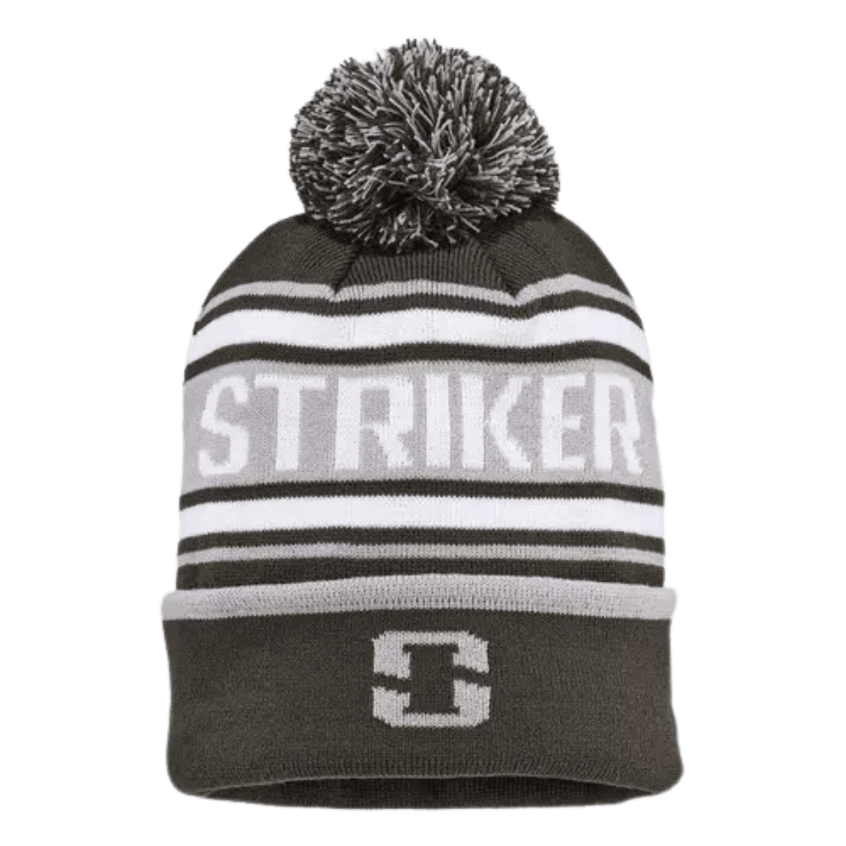 STRIKER BRANDS RETRO POM BEANIE  - GUNMETAL_FRONT ANGLE