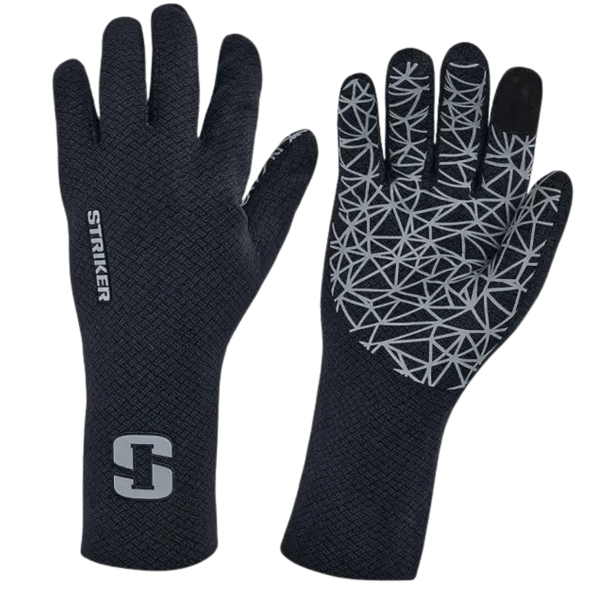 STRIKER BRANDS STEALTH GLOVE - BLACK/GREY_FRONT AND BACK ANGLE