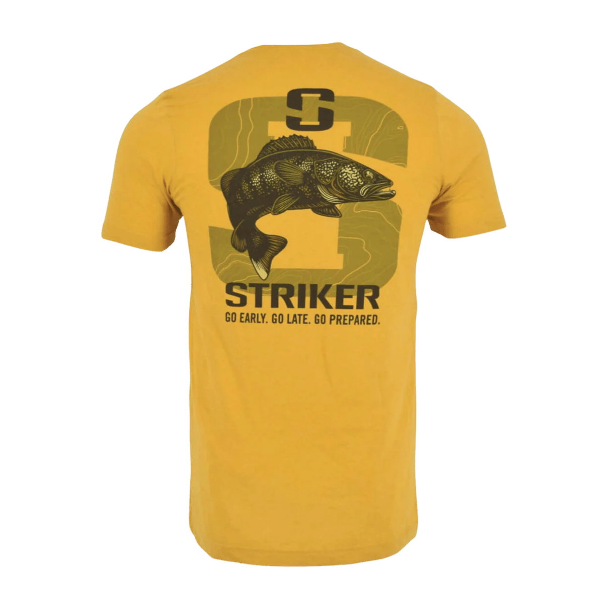 STRIKER WALLEYE T-SHIRT - HEATHER MUSTARD_BACK ANGLE